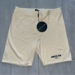 NWT White Fox Offstage Ribbed Bike Shorts, Vanilla, Size XL